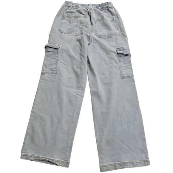 No Boundaries Cargo Jeans Pants Wide Leg High Waist Stretch Womens Sz Small Blue - Picture 6 of 11